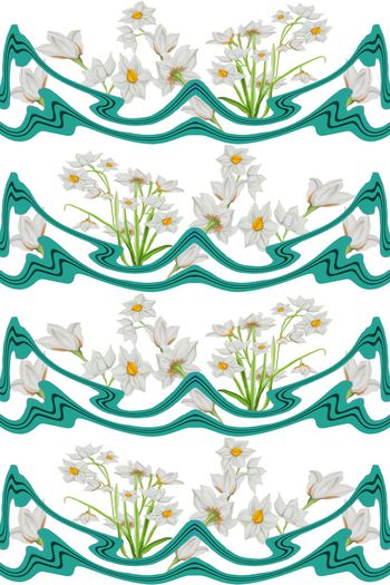 水仙花女装T恤卫衣外套白色绿色印花华亿平台图片