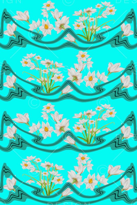 水仙花女装T恤卫衣外套白色绿色印花华亿平台图片