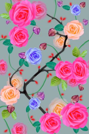 月季花女装T恤卫衣红色黄色印花华亿平台图片