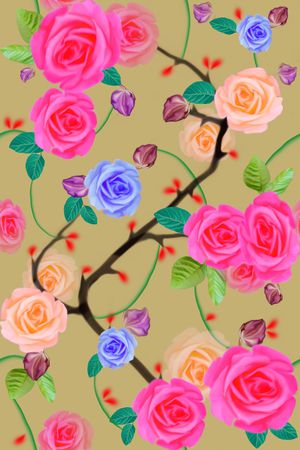 月季花女装T恤卫衣红色黄色印花华亿平台图片