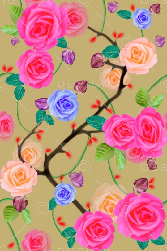 月季花女装T恤卫衣红色黄色印花华亿平台图片