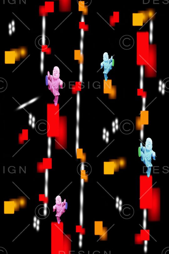 抽象几何太极印花华亿平台图片