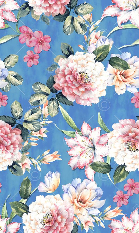 水彩花卉印花华亿平台图片