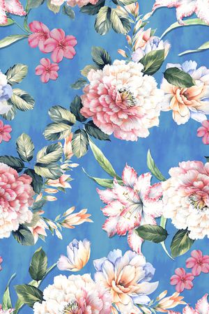 水彩花卉印花华亿平台图片