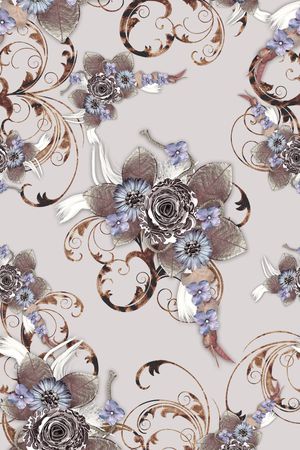 抽象手绘3D植物花卉数码印花印花华亿平台图片