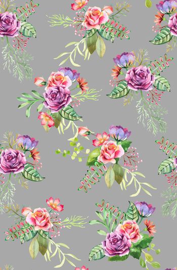 770233-欧美 手绘 素雅 水彩 植物 花朵