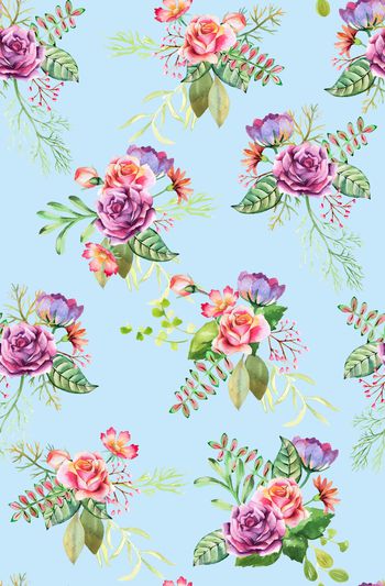 770237-欧美 手绘 素雅 水彩 植物 花朵