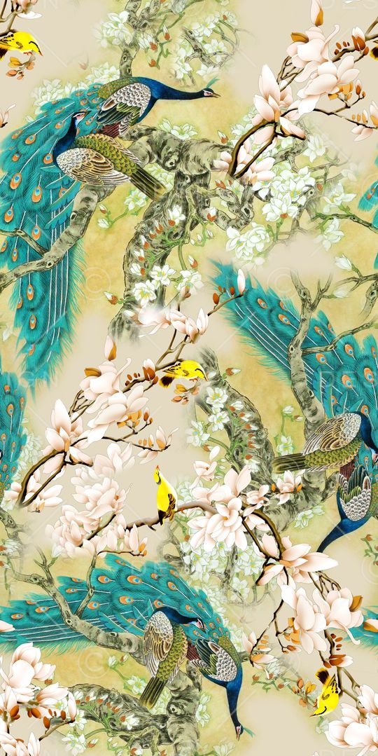 花鸟印花华亿平台图片