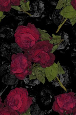 抽象手绘水彩画玫瑰花花卉数码印花印花华亿平台图片