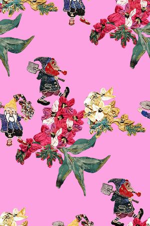 抽象手绘3D贴布圣诞老人植物花卉数码印花印花华亿平台图片