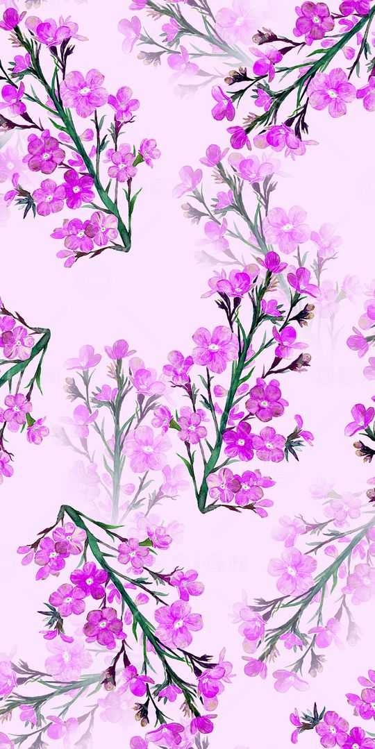 手绘牛舌草印花华亿平台图片