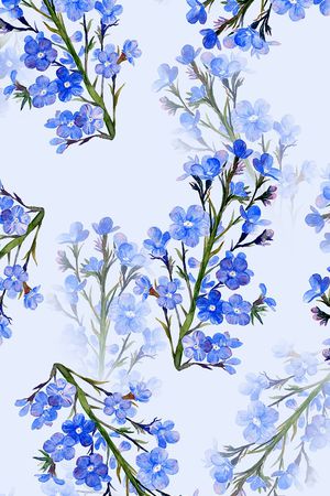 手绘牛舌草印花华亿平台图片