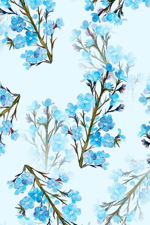 手绘牛舌草印花华亿平台图片