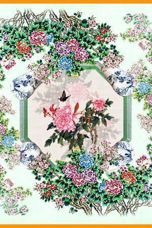 牡丹印花华亿平台图片