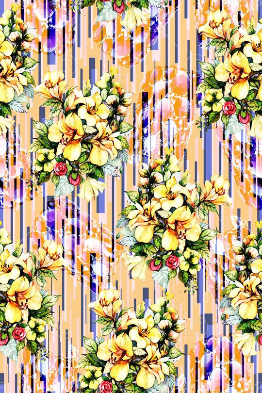 水彩花卉印花华亿平台图片