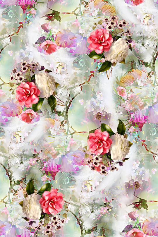 水彩花卉印花华亿平台图片