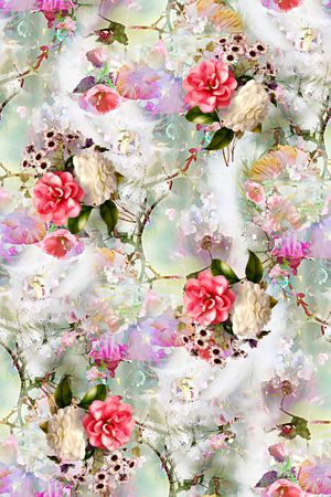 水彩花卉印花华亿平台图片