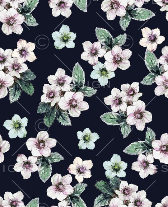 水彩花卉印花华亿平台图片