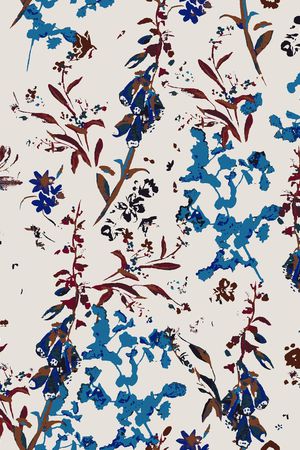 手绘小花枝印花华亿平台图片