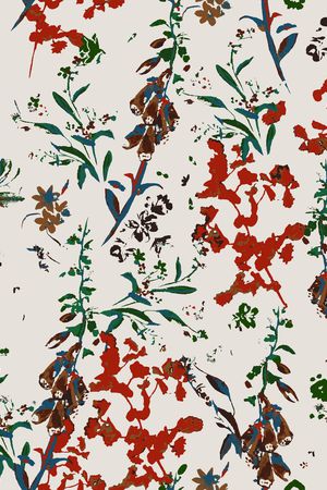 手绘小花枝印花华亿平台图片