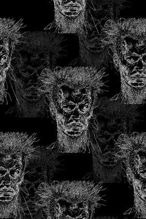 抽象手绘几何线条纹理人物数码印花印花华亿平台图片