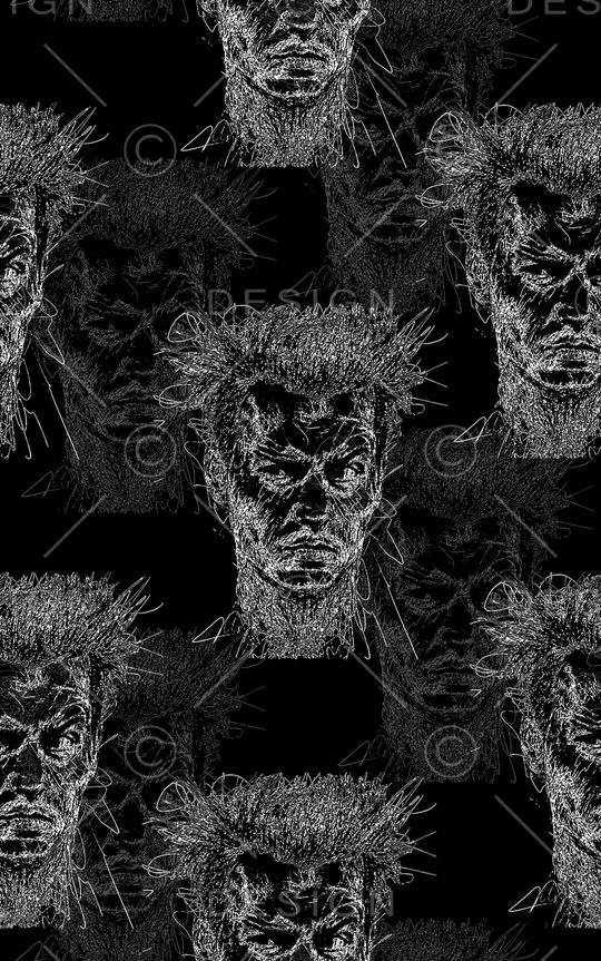 抽象手绘几何线条纹理人物数码印花印花华亿平台图片