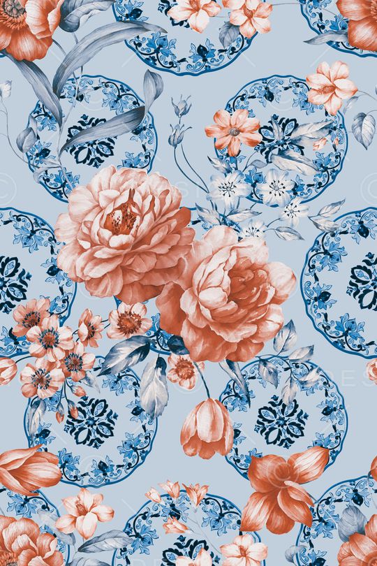 青花底纹印花华亿平台图片