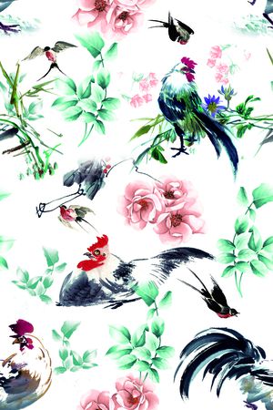 潮流图案印花华亿平台图片