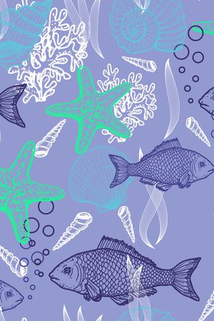 海洋生物印花华亿平台图片