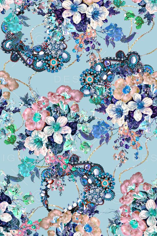 抽象花卉、花卉、水彩肌理、抽象树叶印花华亿平台图片