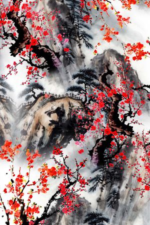 水墨印花华亿平台图片