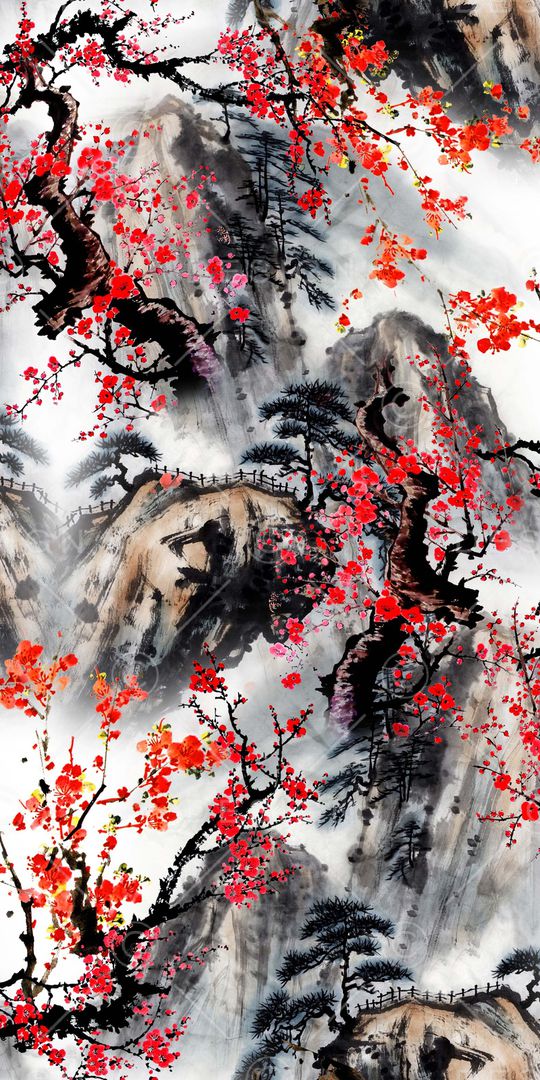 水墨印花华亿平台图片