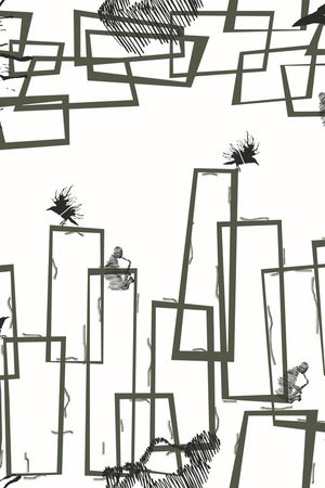 抽象、现代、构成印花华亿平台图片