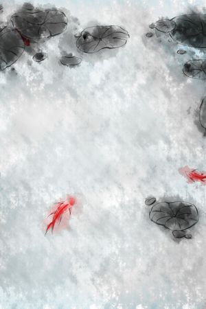 水墨、写意、荷花印花华亿平台图片