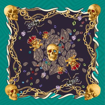 链条、骷髅、宝石印花华亿平台图片