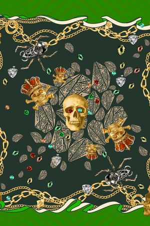 链条、骷髅、宝石印花华亿平台图片