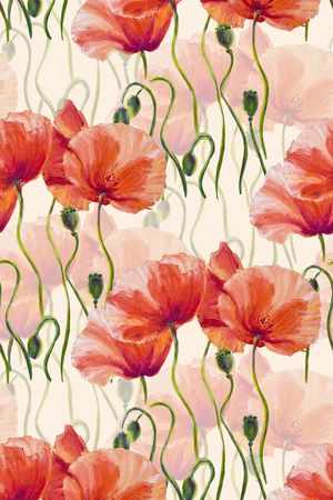 罂粟花印花华亿平台图片