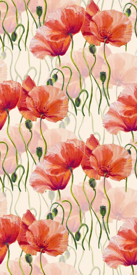 罂粟花印花华亿平台图片