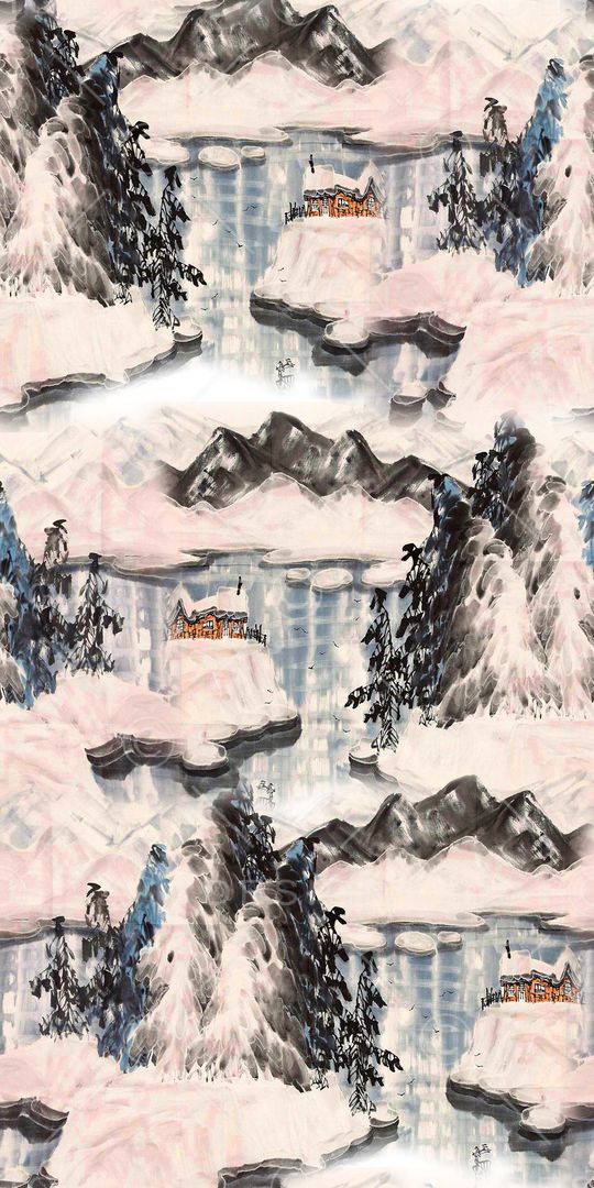 水墨印花华亿平台图片