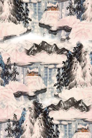 水墨印花华亿平台图片