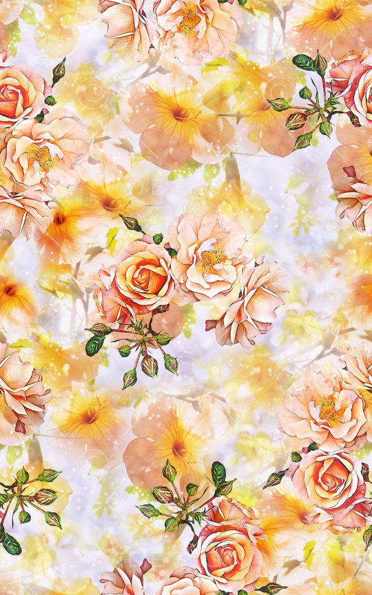 抽象手绘水彩画植物花卉数码印花印花华亿平台图片