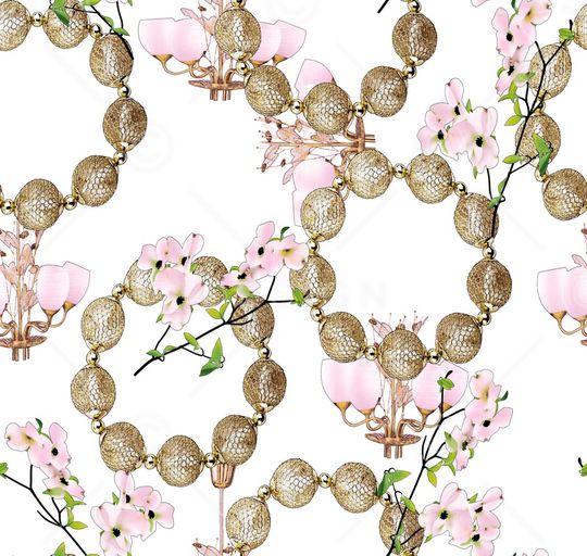 白底乱花印花华亿平台图片