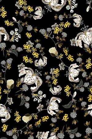 金丝刺绣花卉印花华亿平台图片