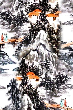 工笔画印花华亿平台图片