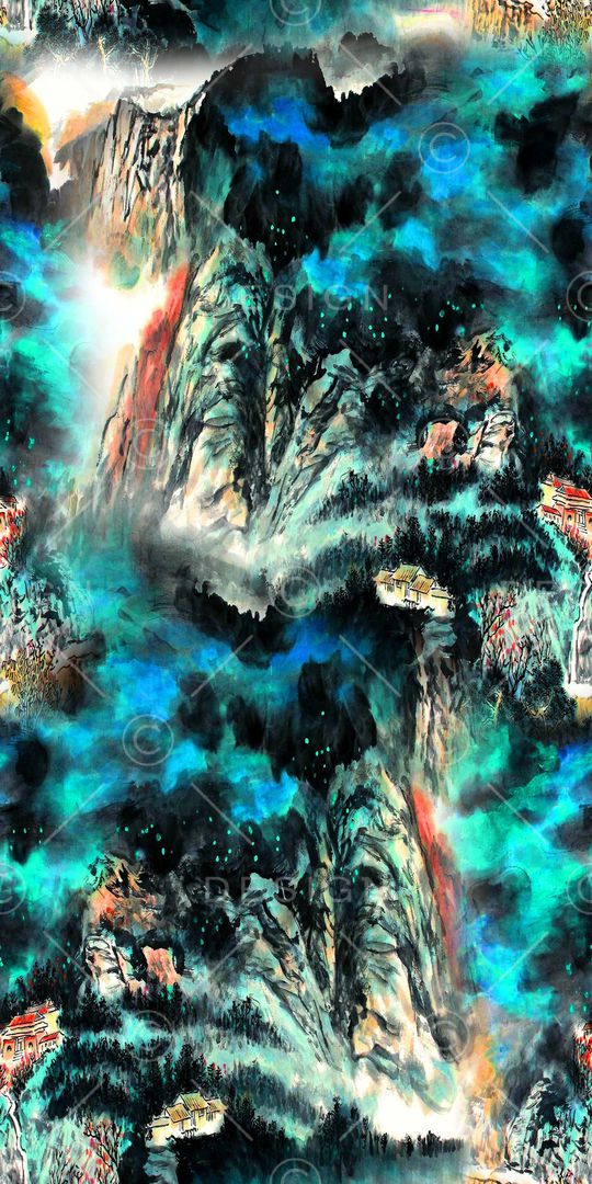 工笔画印花华亿平台图片