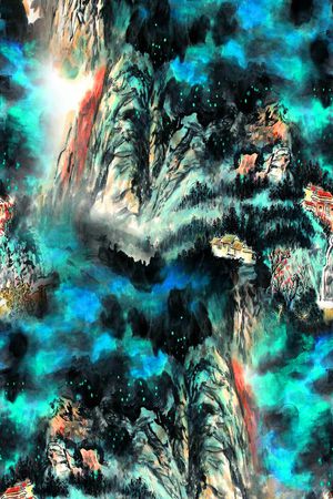 工笔画印花华亿平台图片