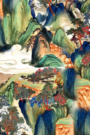 工笔画印花华亿平台图片