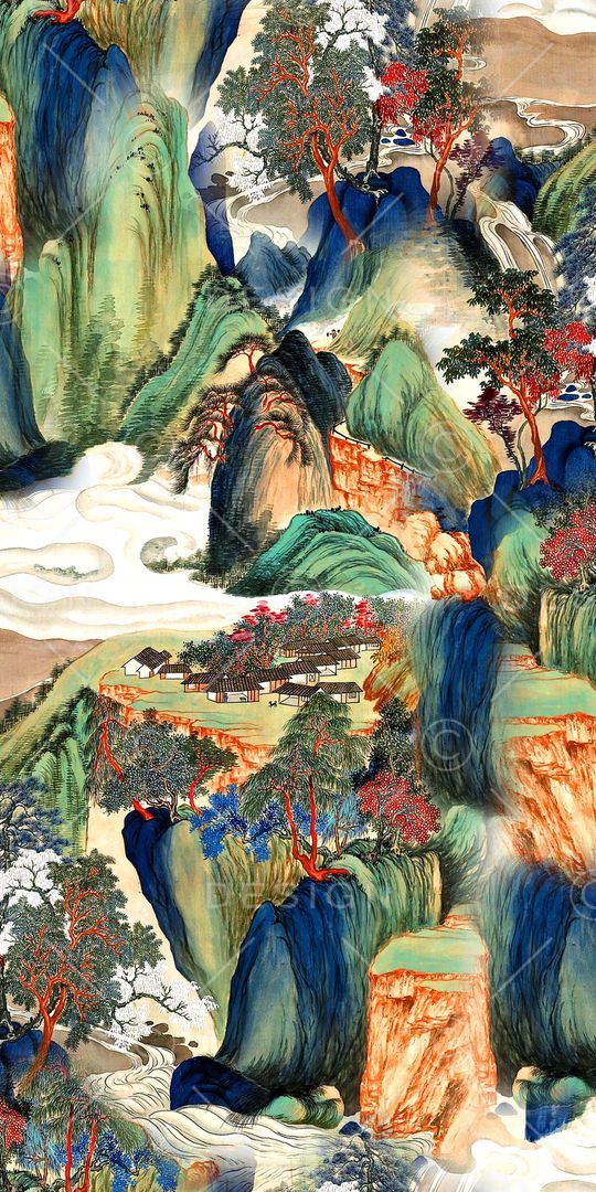 工笔画印花华亿平台图片