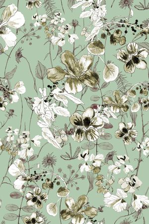 草木绿印花华亿平台图片