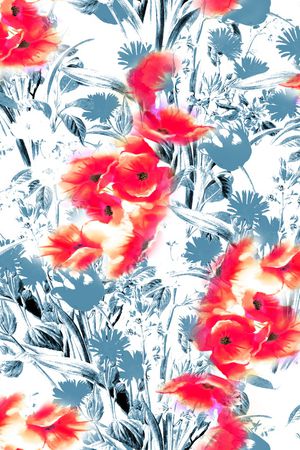 罂粟花印花华亿平台图片